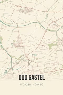 Vintage map of Oud Gastel (North Brabant) by Rezona