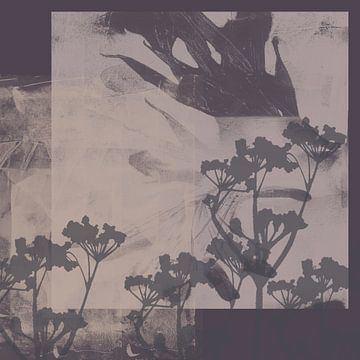 Abstrakte botanische Kunst. Blumen in Taupe und Beige von Dina Dankers
