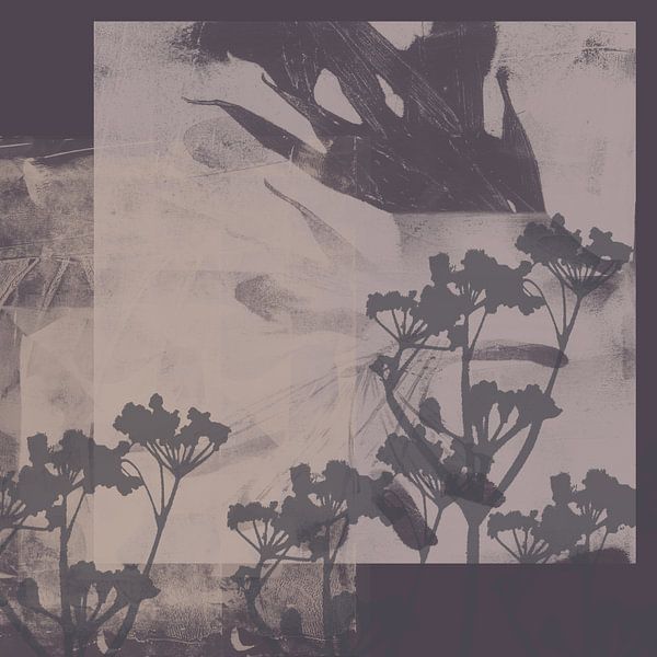 Abstract botanical art. Flowers in taupe and beige by Dina Dankers