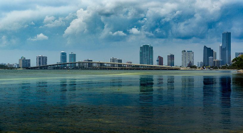 Moody Miami Brickell and Biscayne Bridge by Mark den Hartog