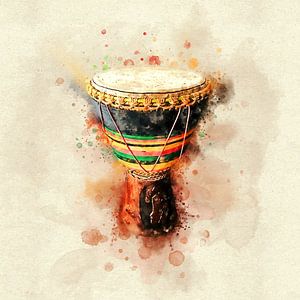 The Beat Of The Drum - Djembe African Drum In Colorful Watercolor