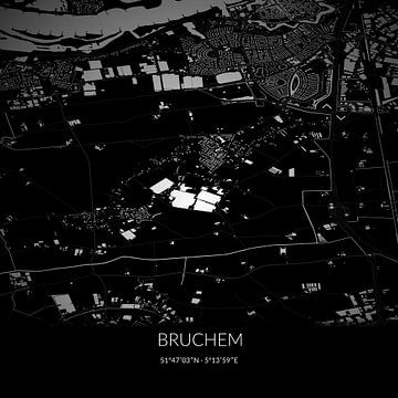 Schwarz-weiße Karte von Bruchem, Gelderland. von Rezona