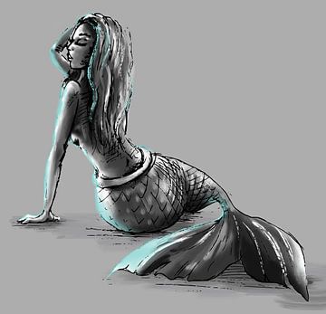 Meerjungfrau in Grautönen von Emiel de Lange