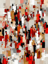 Menschen – abstrakt | Fragmentierte Figuren in Rot von Moderne Kollektion