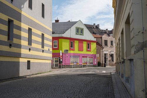 Colorful street in Kladno, Czech Republic