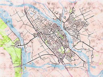Map of Kampen with the style 'Soothing Spring' by Maporia