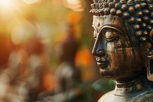 Boeddha in gouden ochtendlicht