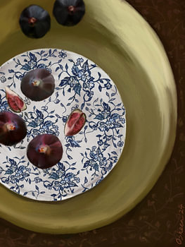 Stilleven met verse vijgen