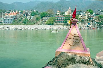Ohm sign on the holy river Ganges near Rishikesh in India Asia by Eye on You
