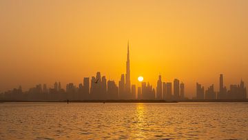 Dubai zonsondergang skyline