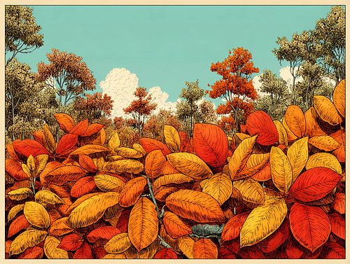 Dessin de saisons, fond de plantes, bannière d'automne