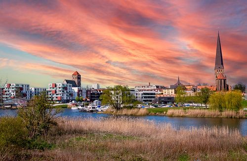 Panorama van de stad Rostock in Duitsland