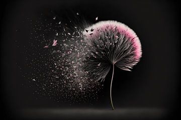 Enchantement naturel : un pissenlit rose - Une œuvre d'art qui donne vie à la beauté naturelle et à l'imagination. sur Karina Brouwer