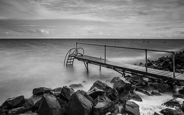 Swim jetty in black and white by peterheinspictures