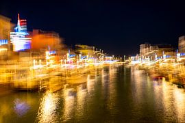 Abstract port at night in Palavas les Flots France by Dieter Walther
