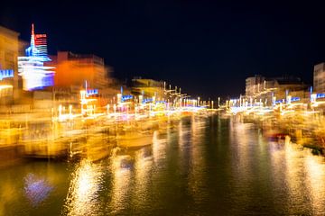 Abstracte haven bij nacht in Palavas les Flots Frankrijk van Dieter Walther