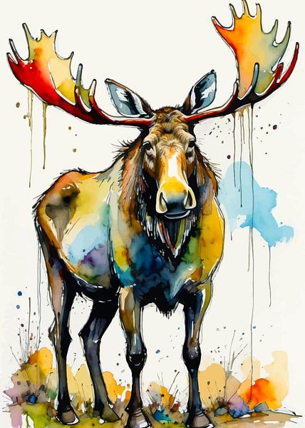Elch Aquarell von MIROKKU