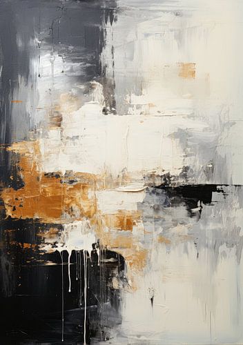 Abstract Schilderij Kunstdruk Modern Zwart Wit