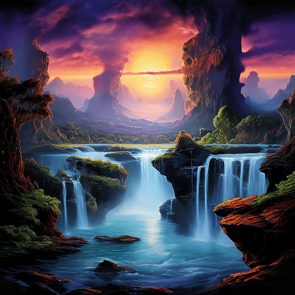 Coucher de soleil sur les chutes Mystic par Artistic