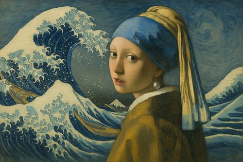 Klassiek portret naast golven