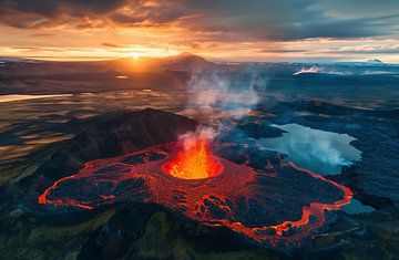 Panorama: de vulkanische diversiteit van IJsland van fernlichtsicht
