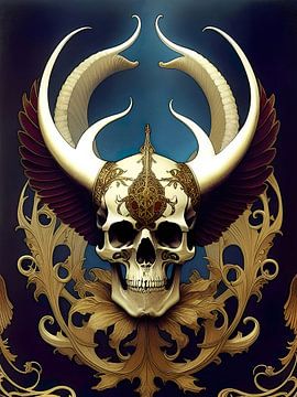 Een demonische schedel met horens en vleugels van Retrotimes
