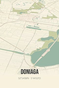 Vintage landkaart van Doniaga (Fryslan) van Rezona