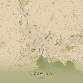 Historische Landkarte von Ipswich, Vereinigtes Königreich von Ortsdrucke