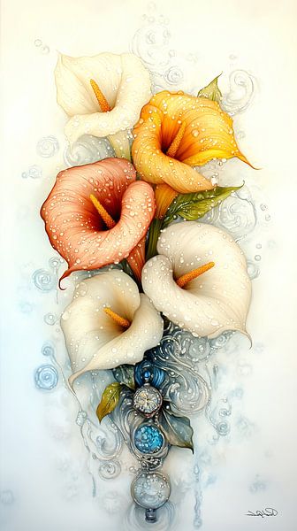 Aquarell von Blumen von Gelissen Artworks