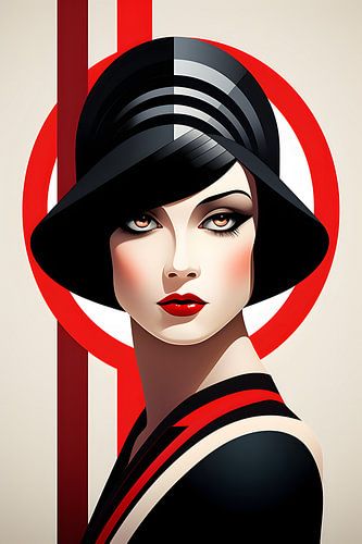 Art Deco vrouwenportret illustratie minimalistisch #1