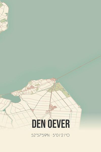 Vieille carte de Den Oever (Hollande du Nord) par Affiches de lieux