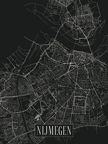 Stadskaart Nijmegen - Stad - Donkere variant - Gelderland Plattegrond
