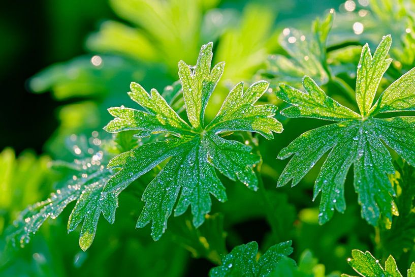 Du vert frais avec des gouttes de rosée par Poster Art Shop