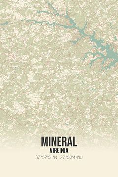 Vintage landkaart van Mineral (Virginia), USA. van MijnStadsPoster