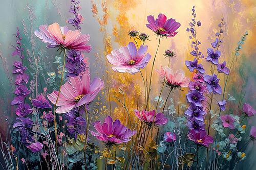 Purple Flower Field in Morning Light no.3