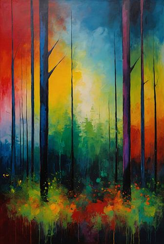 Abstracte Impressionistische Boslandschap Kunst
