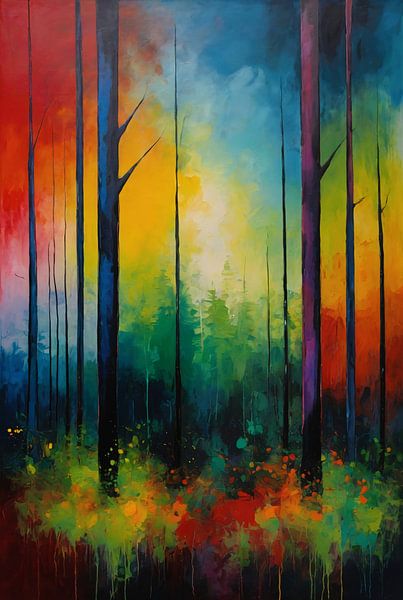 Abstracte Impressionistische Boslandschap Kunst van Art & Soul Creations