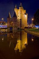 Night view Amsterdamse Poort in Haarlem
