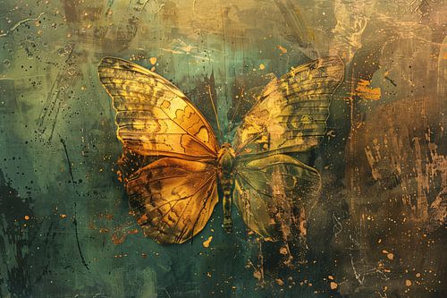 Abstracte vlinder in rustieke stijl schilderij