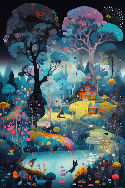 Colourful magical digital drawing by Digitale Schilderijen