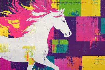 Levendig paard in kleurrijke pop-artstijl van Poster Art Shop