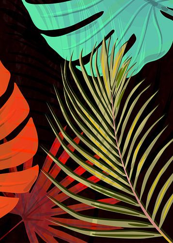 TROPICAL LEAVES & BLACK no2b