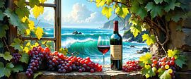 In the shadow of old windows - from the scent of the vine to the voice of the sea: a still life between interior and world, silence and storm by AidasignArt