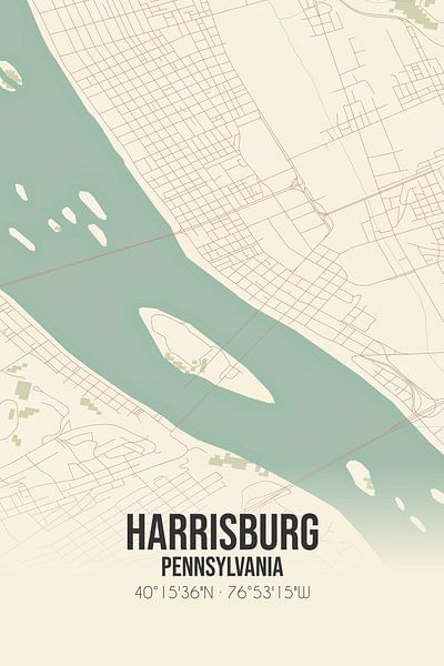 Vintage map of Harrisburg (Pennsylvania), USA. by Prints of Place