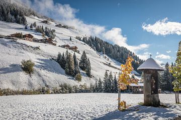 Marterl met standbeeld van een heilige in het achterste Villgratental van Christian Müringer
