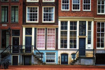 Amsterdam beautiful canal houses facade (colour) by Marlika Art