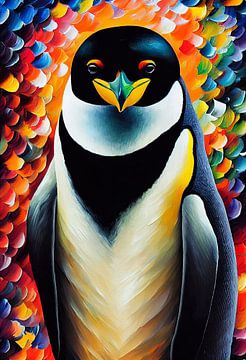 Kleurrijk portret van een Keizer Pinguin van Whale & Sons.