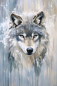 Peinture de loup avec des traits expressifs sur Imperial Art House