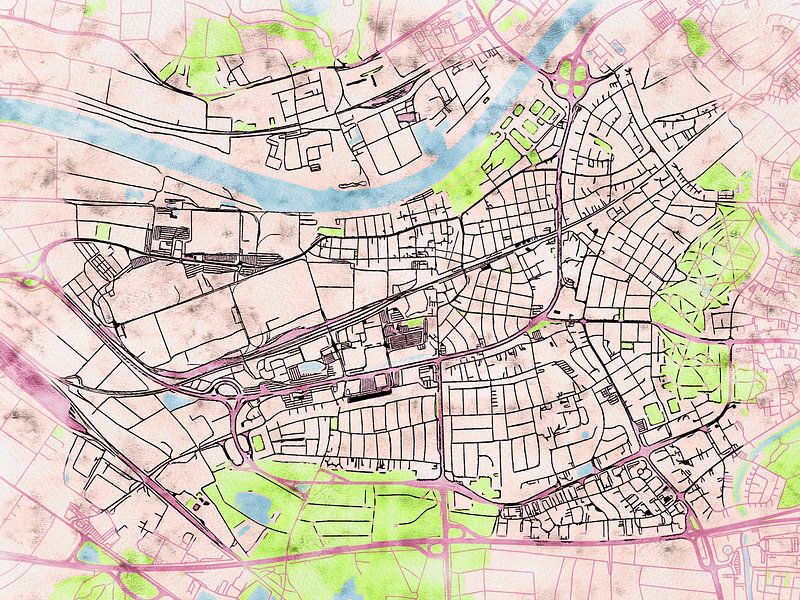 Kaart van Rüsselsheim am Main in de stijl 'Soothing Spring' van Maporia