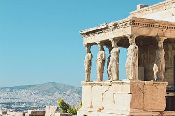 Classic Greek Statues of Athens with a View of the City